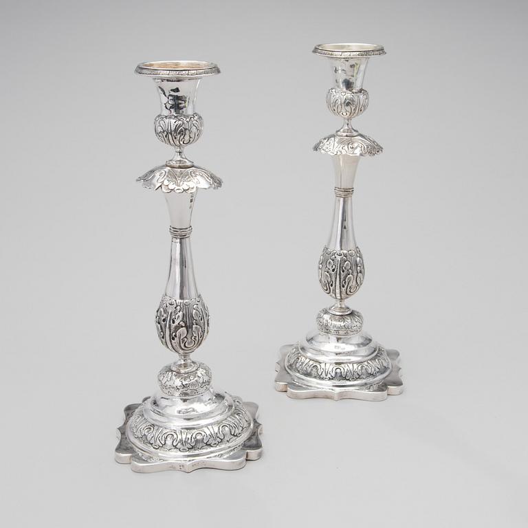 LJUSSTAKAR, ETT PAR, silver, Orgeev (Orhei) Russia, 1800-tal.