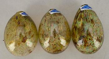 VAS, glas, Kaj Franck, sign. KF Nuutajärvi Notsjö -60, samt ÄGG, 3 st, glas, Notsjö, 1900-talets senare hälft.