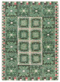 302. Barbro Nilsson, a carpet 'Nejlikan grön', flat weave, c. 390 x 278 cm, signed AB MMF BN.