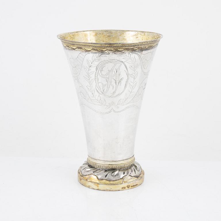 Olof H Bergström, bägare, silver, Uppsala 1820.