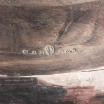 Bowls on foot, 2 pcs including GAB silverplate, early 20th century.