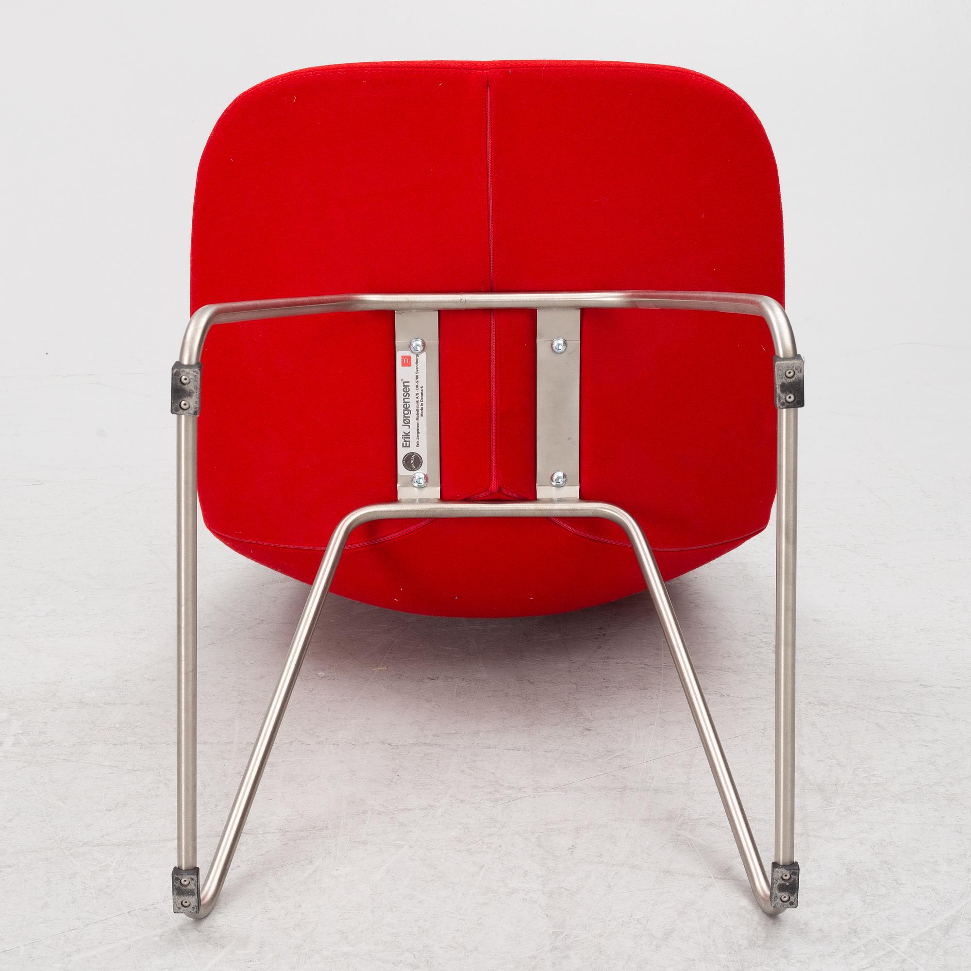 Chairs, 6 pcs, "Eyes"/"EJ 2", Johannes Foersom and Peter Hiort-Lorenzen, Erik Jørgensen, 2000s.