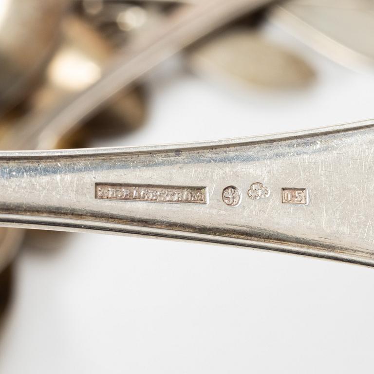 Sixteen silver spoons and seven teaspoons, Sweden, 19th and 20th century.