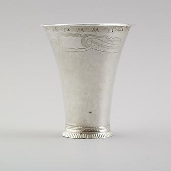 BÄGARE, silver, Johan Fredrik Hollman, Skänninge 1786. Vikt ca 77 gram.