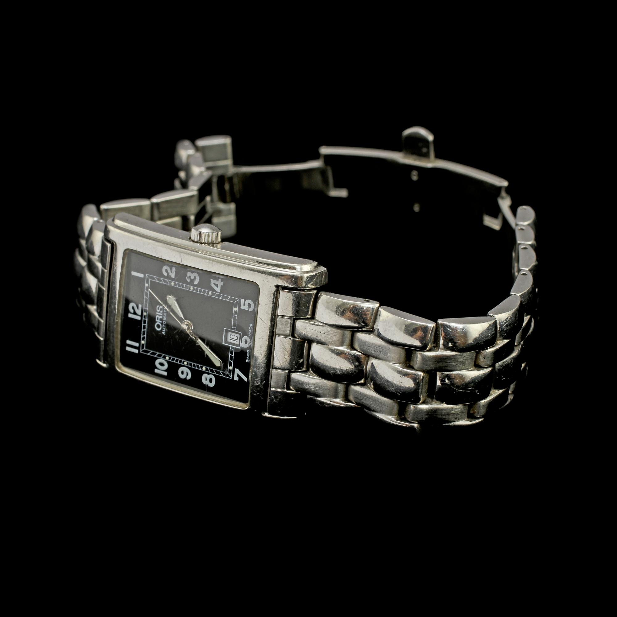 HERRARMBANDSUR, Oris, Culture Rectangular Date. Vikt 103 g.