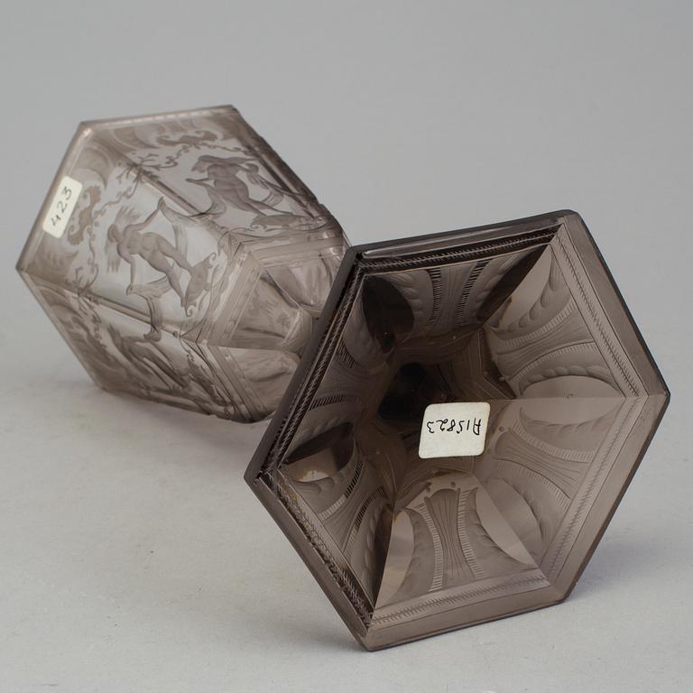 A glass goblet, Simon Gate, Orrefors 1925, named "Six Graces".