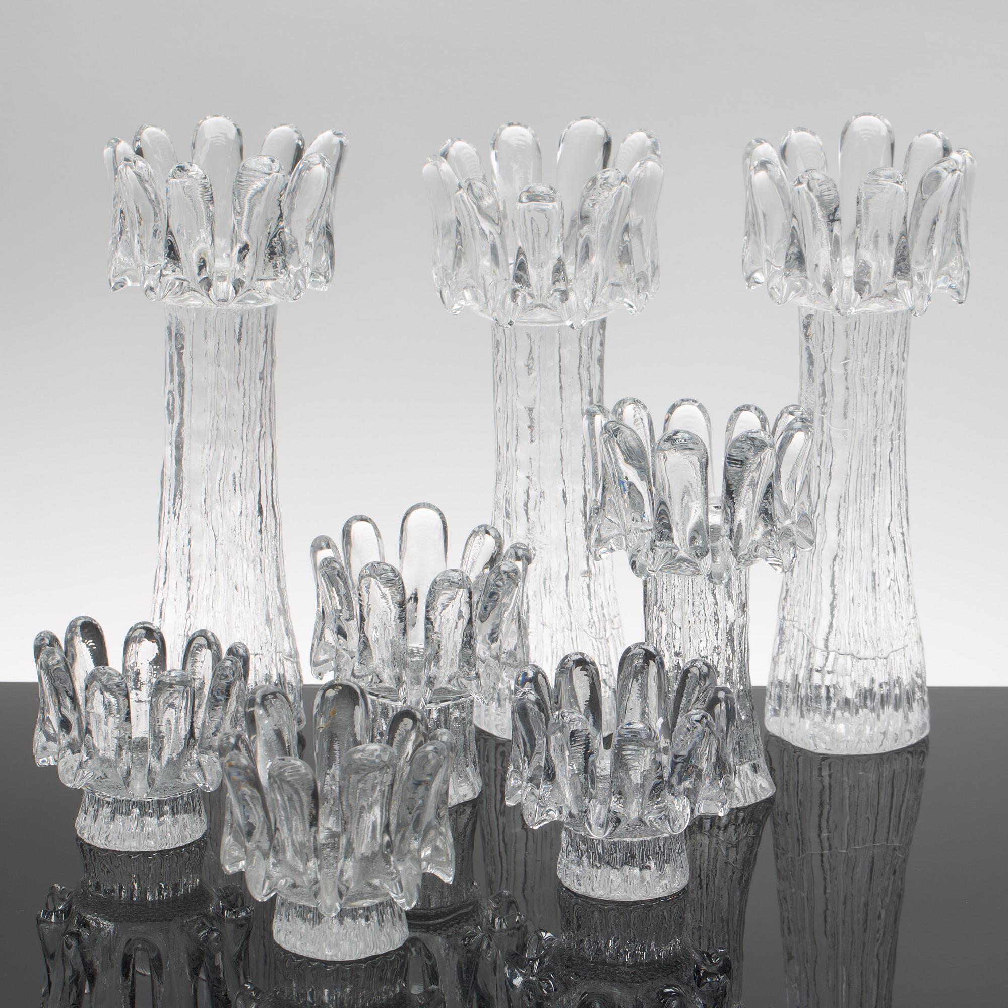 GÖRAN WÄRFF, LJUSSTAKAR, glas, 8 st, "Sunflower", Kosta.