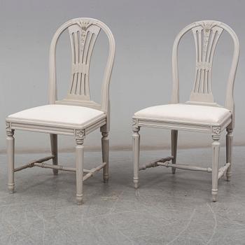 a set of 4+4 gustavian style chairs from the second half of the 20th century.