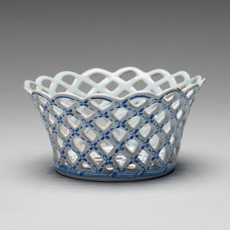 A faience chestnut basket, presumably Marieberg, after 1766.
