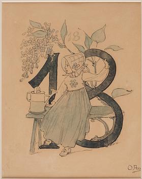 Ottilia Adelborg, "Blomstersiffror med rim", 20 + 1 pcs.
