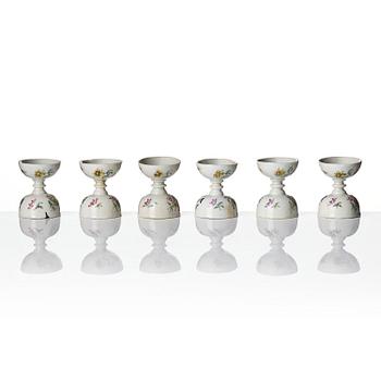 A set of six famille rose egg cups, Qing dynasty, 18th century.