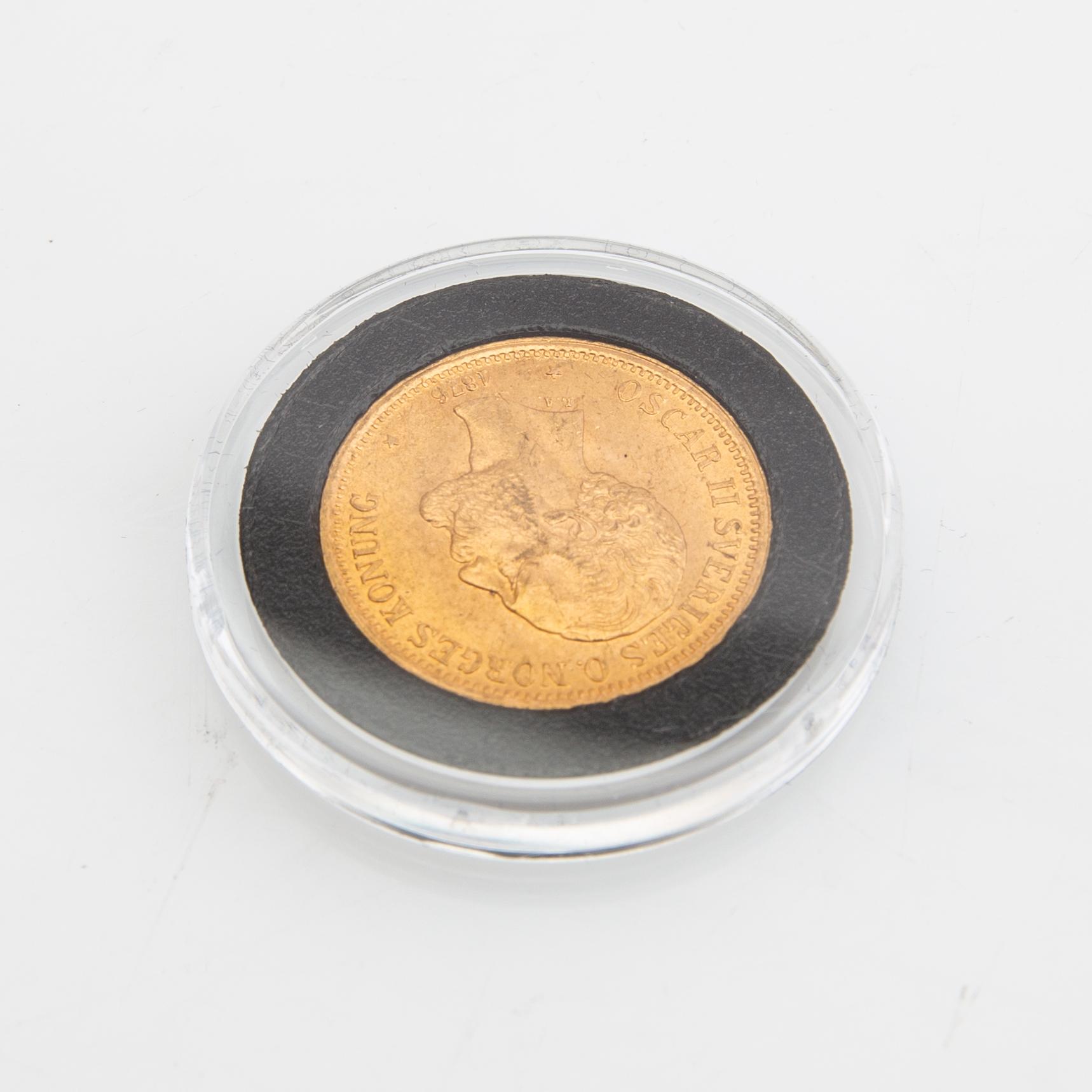 Gold coin Sweden, Oscar II 20 kr, 1876.
