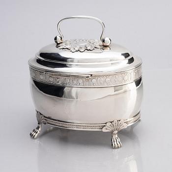 A Swedish empire silver sugar-casket, mark of Magnus Dahlqvist, Stockholm 1822.