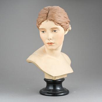 SKULPTUR, terrakotta. P. Ipsen, Köpenhamn, sent 1800-tal.