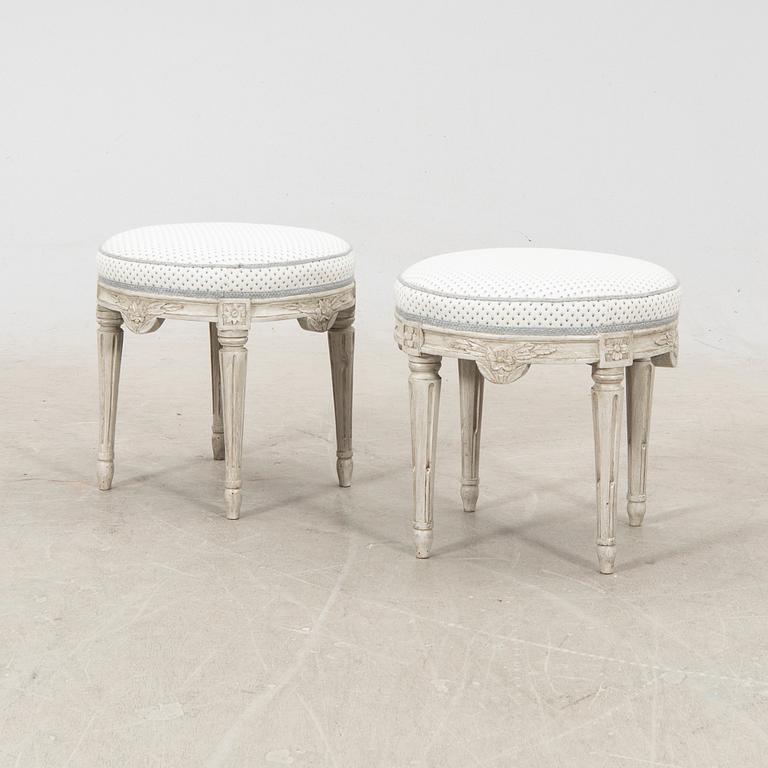 A pair of late Gustavian stools, first half of the 19th century.