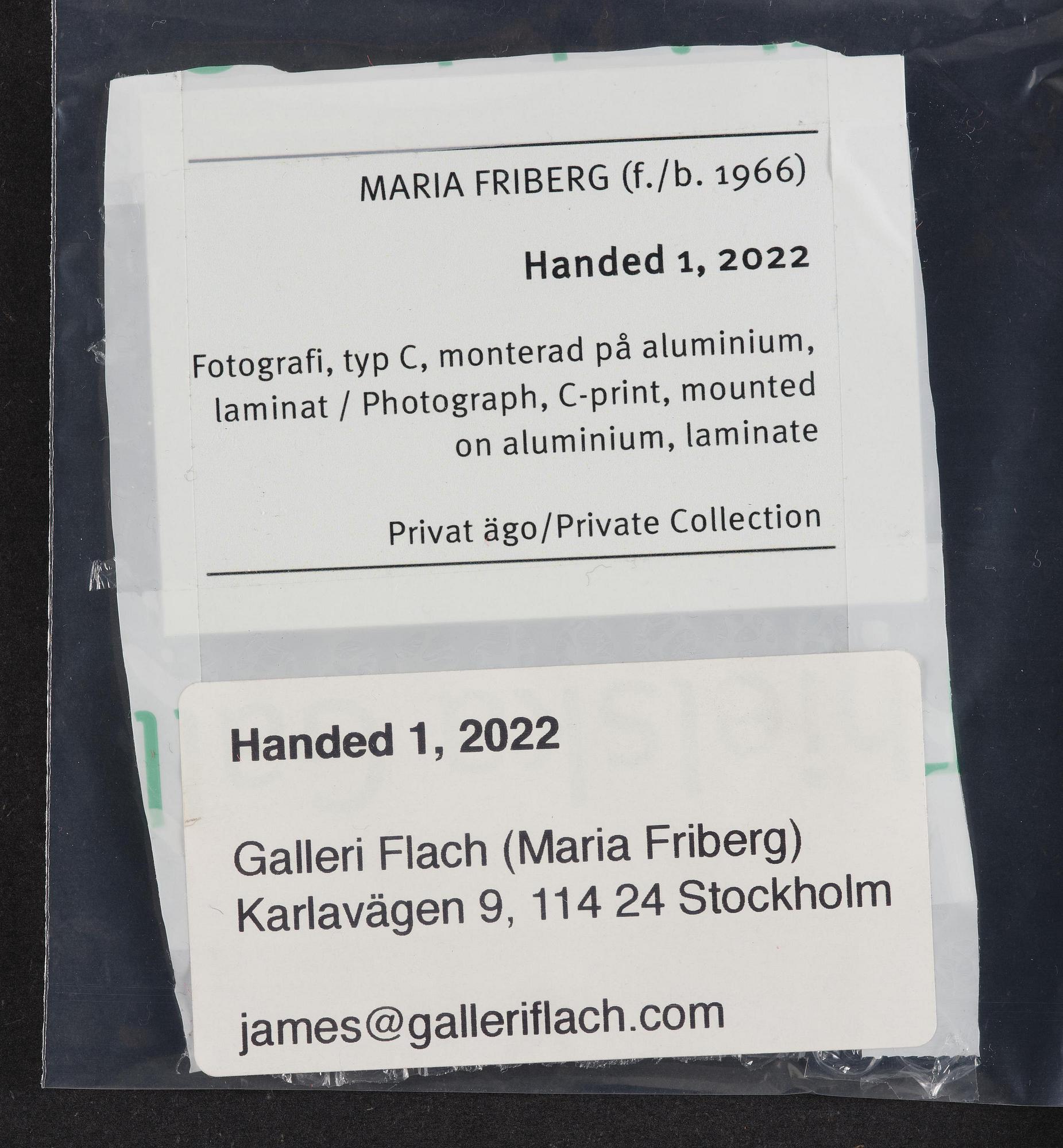 Maria Friberg, "Handed 1", 2022.