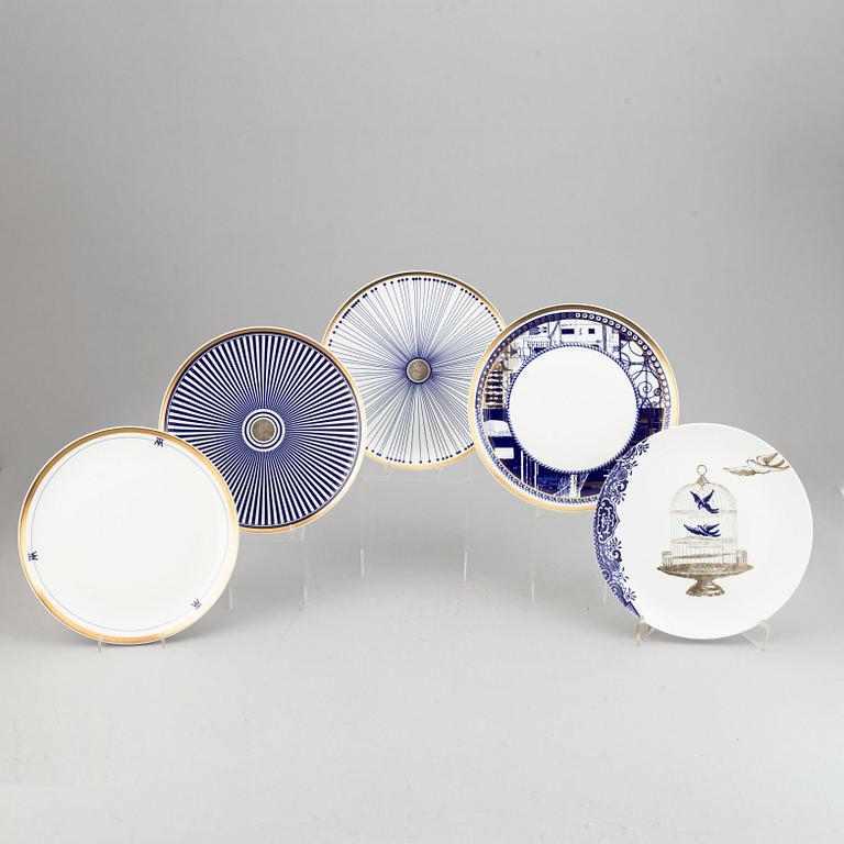 A 24 pcs bone china service from Flux Stoke on Trent, different motives and designers, designed in 2012. England.