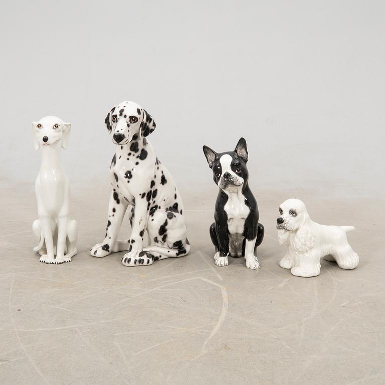 Decorative sculptures 4 pcs Dogs Italy late 20th century porcelain.