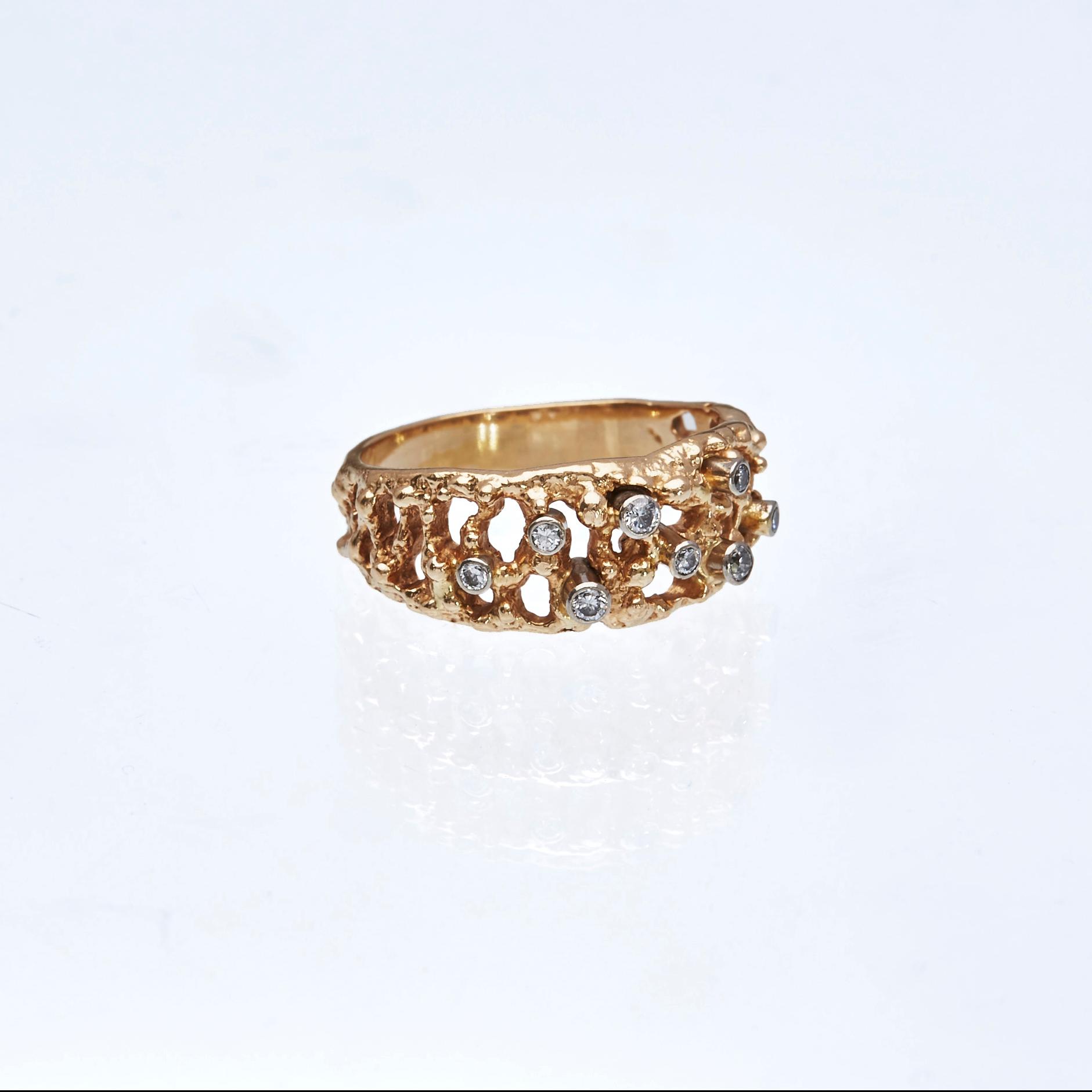 RING, 18K guld med briljantslipade diamanter, ca 0.08 ct.