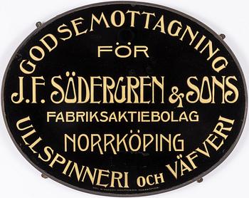 A glass sign, Emil W Fraenki Skyltfabrik, Norrköping, circa 1900.