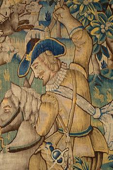 A tapestry, "Wolf hunting", tapestry weave, ca 250,5 x 240,5 cm, Flanders first half of the 17th century or older.