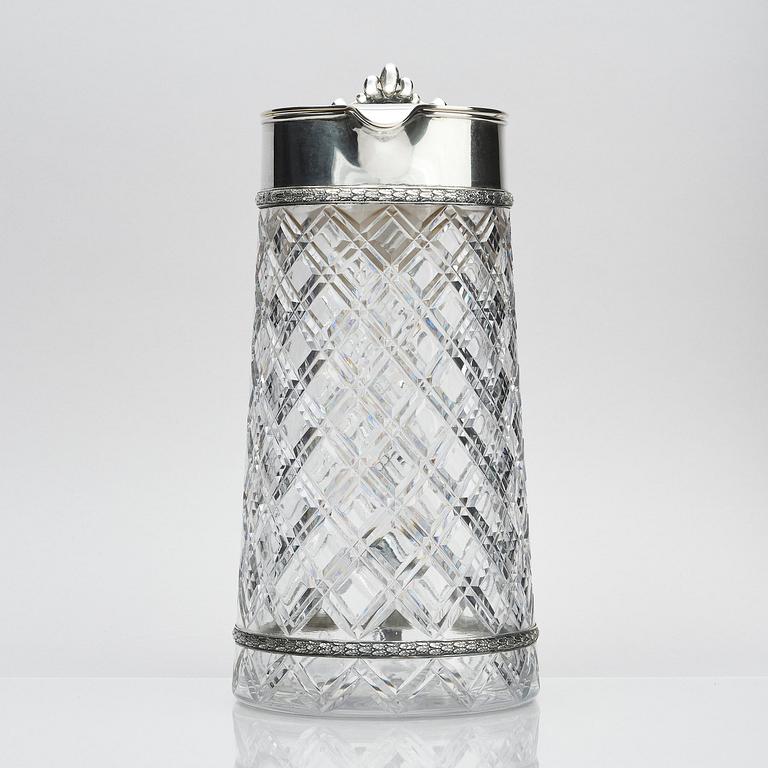 A  flamboyant and unusual large silver and cut-glass decanter by Wilhelm Bolin, Moscow 1912-1917, W.A. Bolin.