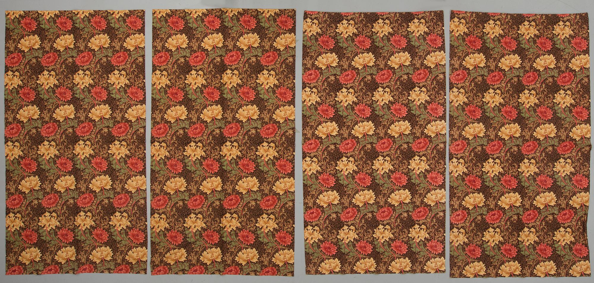WILLIAM MORRIS, gardinlängder, 4 st, "Chrysanthemum".