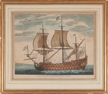 KOPPARSTICK, 2 stycken, kolorerade, 1800-tal.