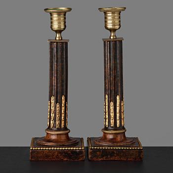 89. A pair of late Gustavian late 18th century candlesticks.