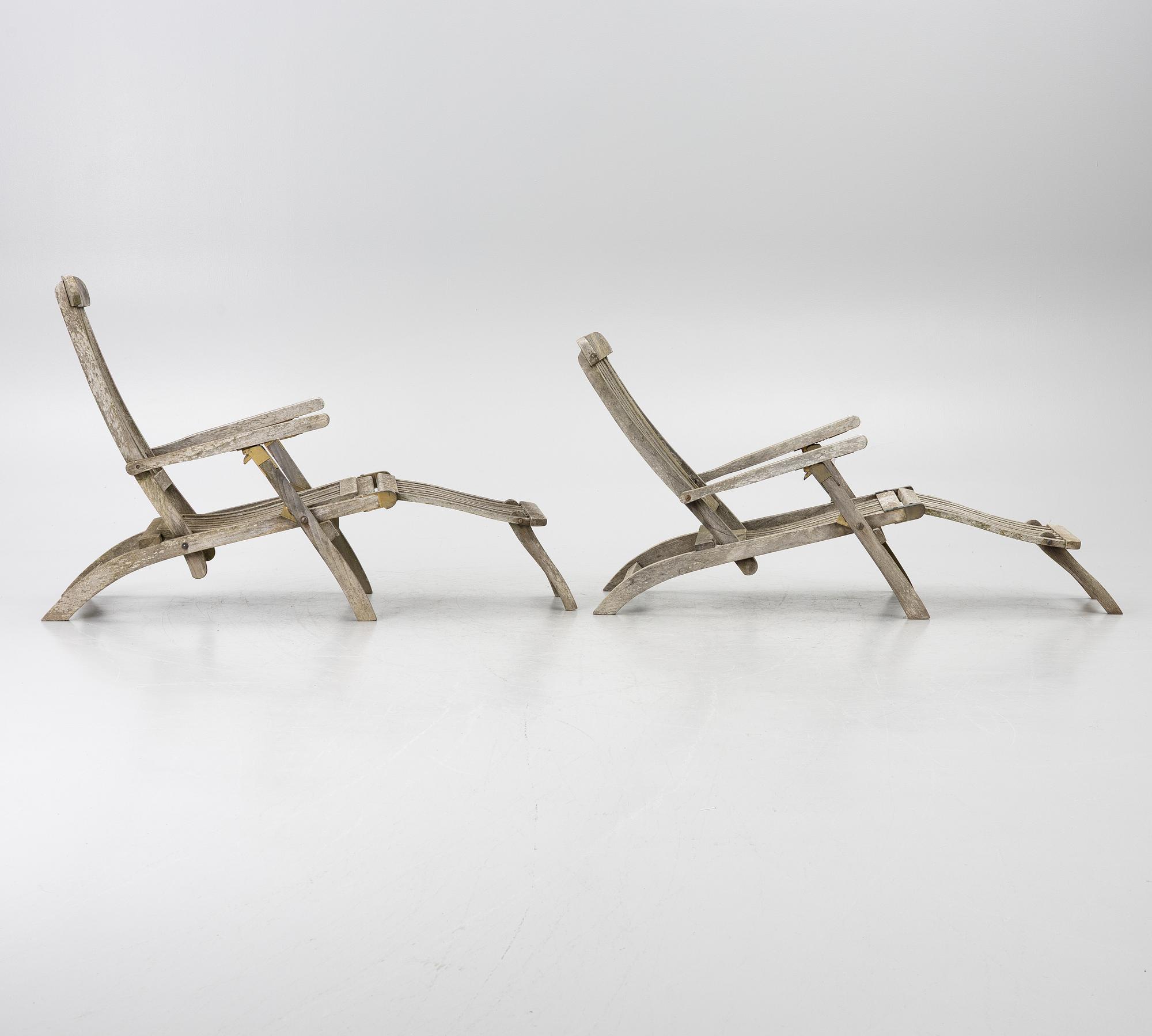 Deck chairs, a pair, circa 2000.