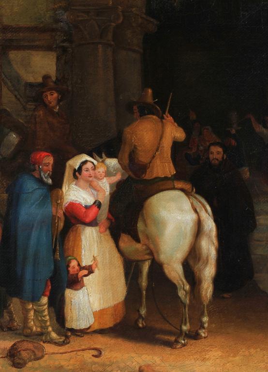OKÄND KONSTNÄR, olja på pannå, bär sign HENRY WOODS,  dat 1885.