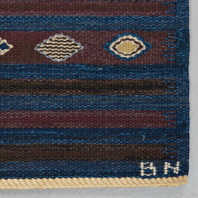 Barbro Nilsson, A CARPET. "Blåbär mörk". Tapestry weave. 247 x 171 cm. Signed AB MMF BN.