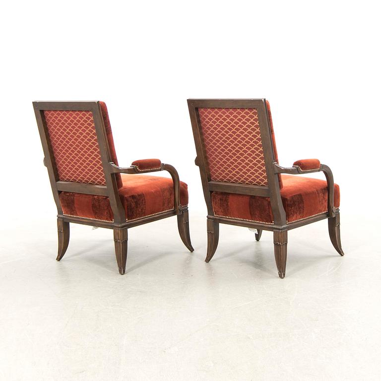 Lucien Rollin, armchairs, a pair, Art Deco style, late 20th century/early 21st century.