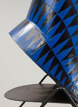 A Stig Lindberg blue and black enamelled grill, Gustavsberg, Sweden 1950's.