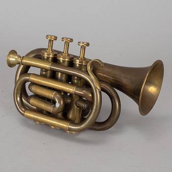 A brass "pocket trumpet", 20th century.