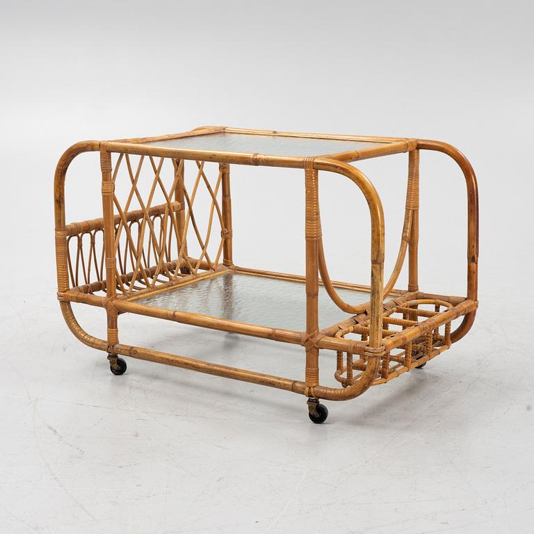 A bamboo serving trolley, mid 20th century.