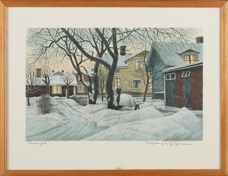 REINHOLD LJUNGGREN, 3 st, färglitografier, signerade och en av dem numrerade.