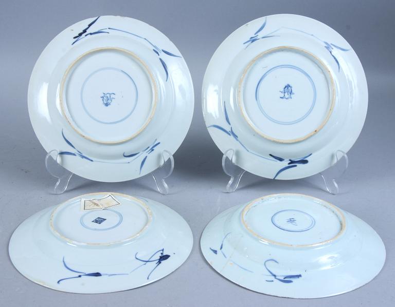 TALLRIKAR, 4 st, porslin, Kina, 1700/1800-tal.