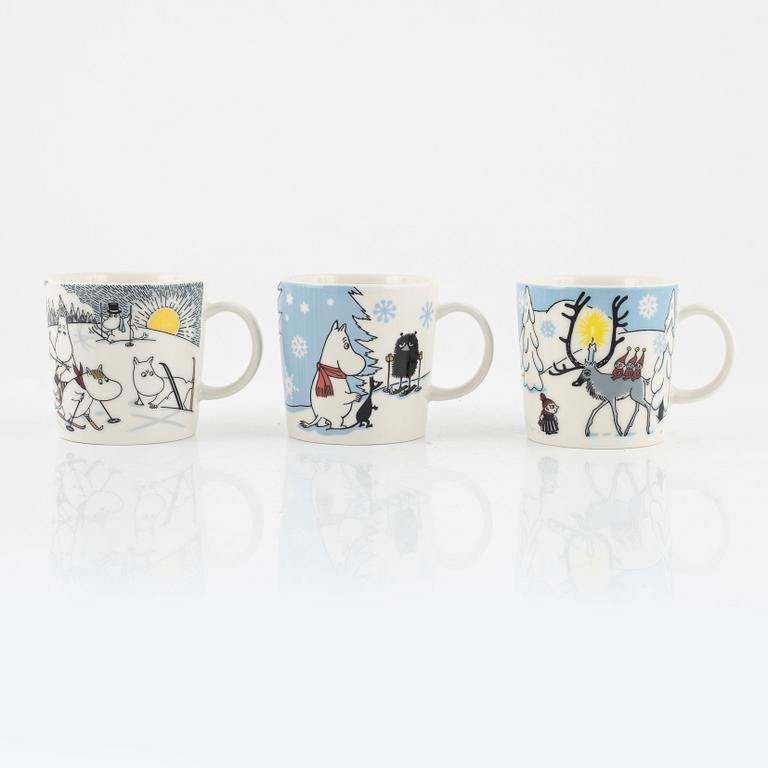Ten porcelain Moomin mugs Arabia, Finland.