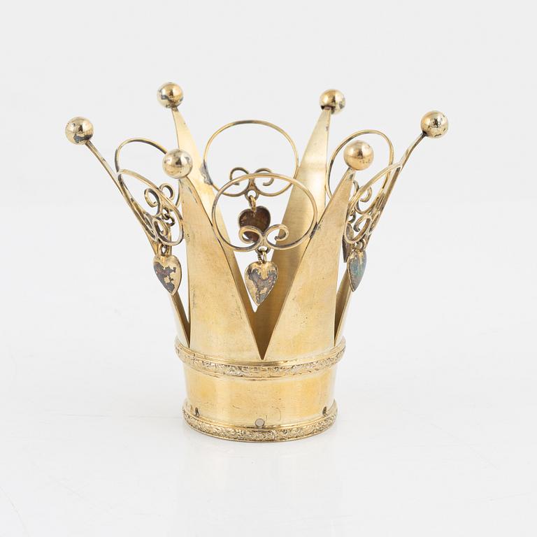 A Swedish Silver Gilt Bridal Crown, mark of J Pettersson, Stockholm 1947.