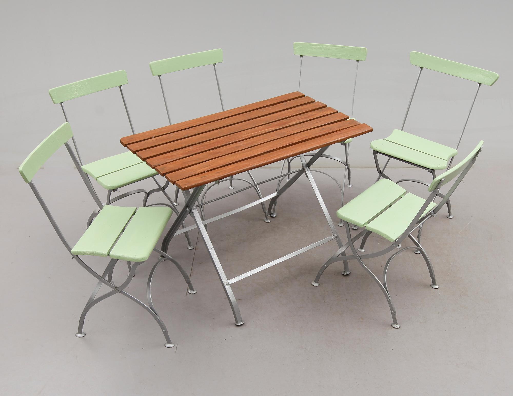 TRÄDGÅRDSMÖBEL, 7 delar, 1900-talets första hälft.