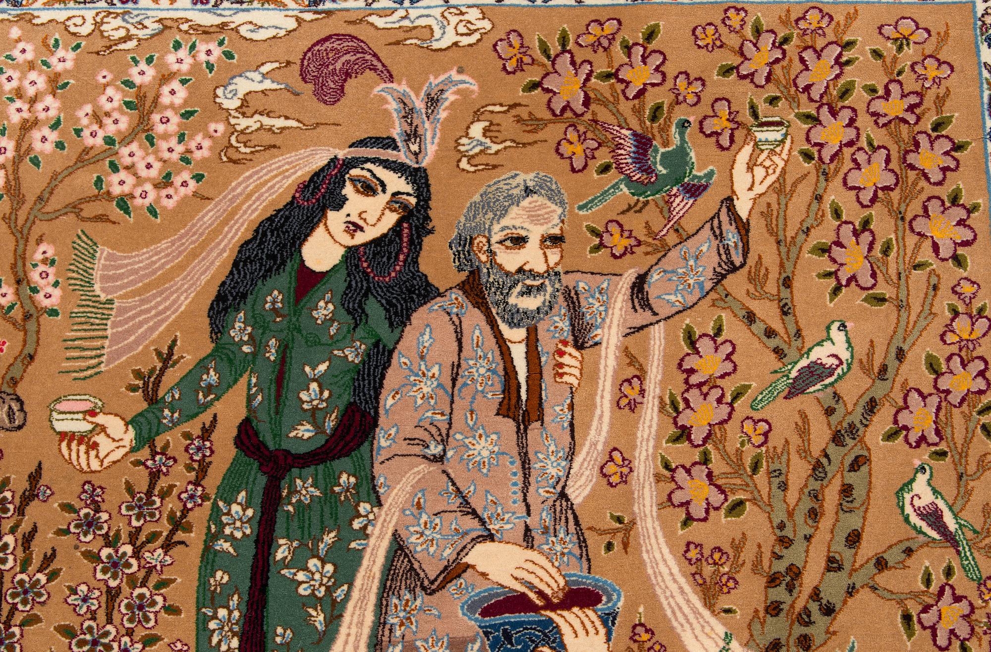 An Isfahan figural rug. Approx. 184x 121 cm.
