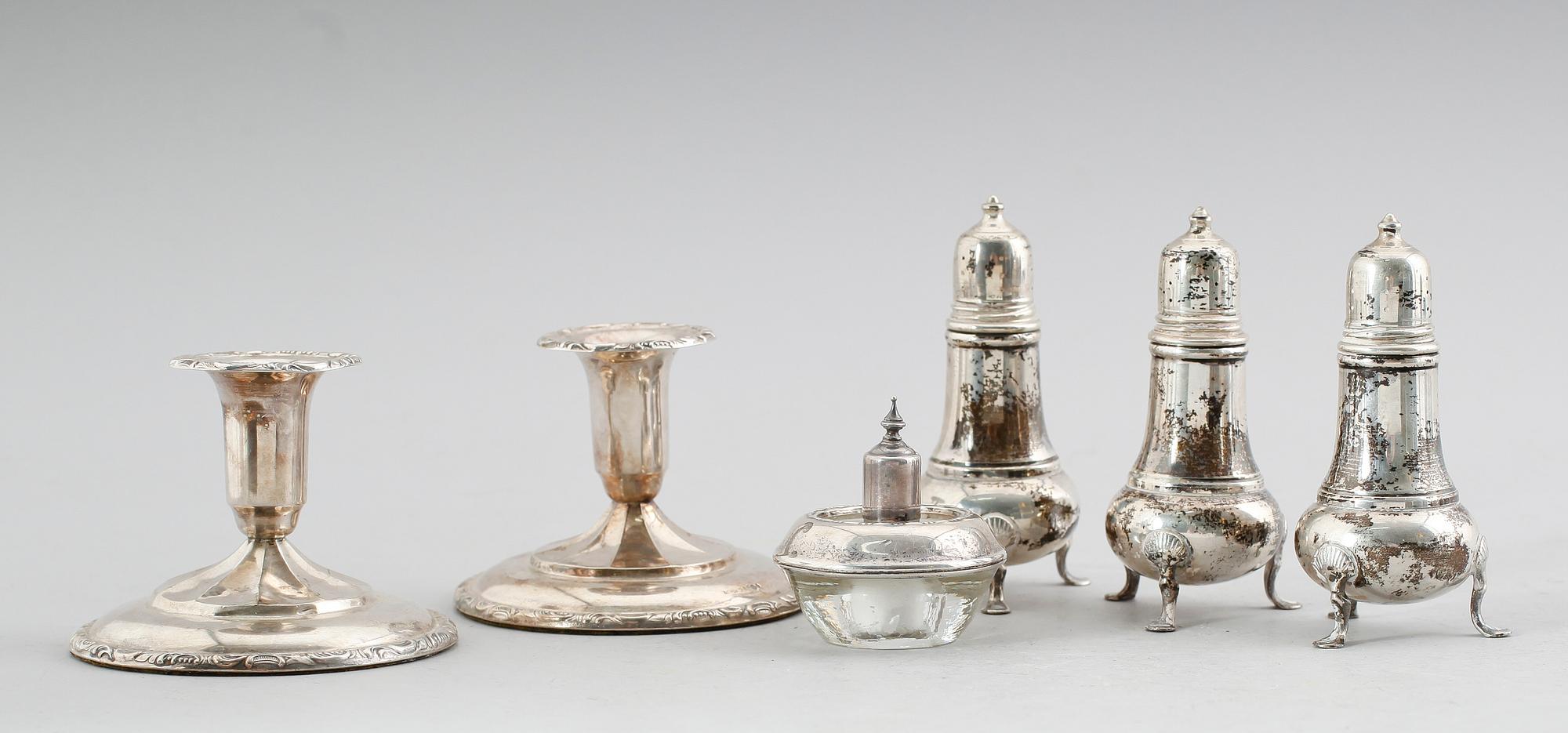 SAMLING SILVERFÖREMÅL, 6 delar, 1900-tal.