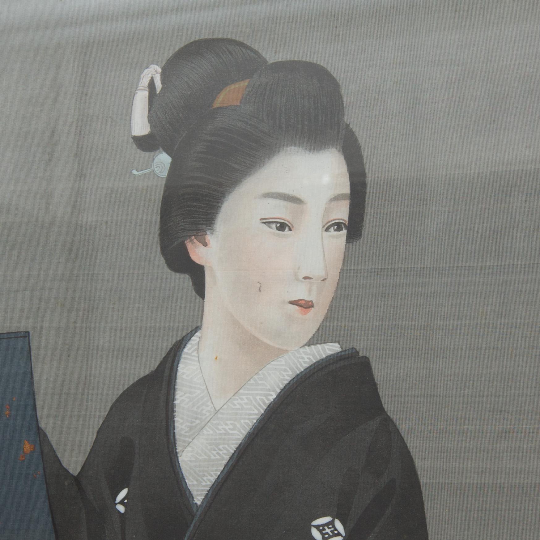 OKÄND KONSTNÄR, ett par, Japan 1900-tal, sidenmålning.