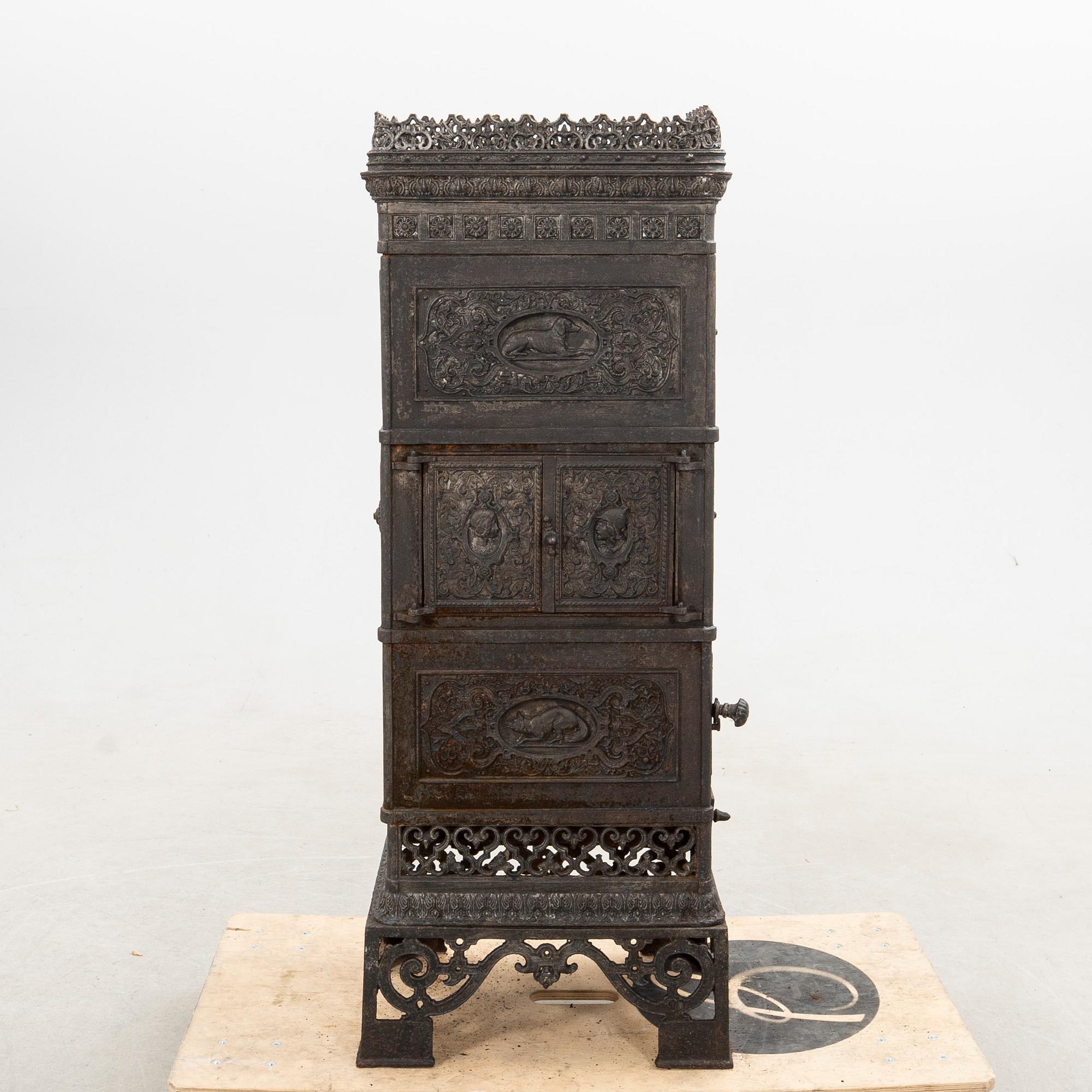 Fireplace, Central Europe, cast iron, circa 1900.