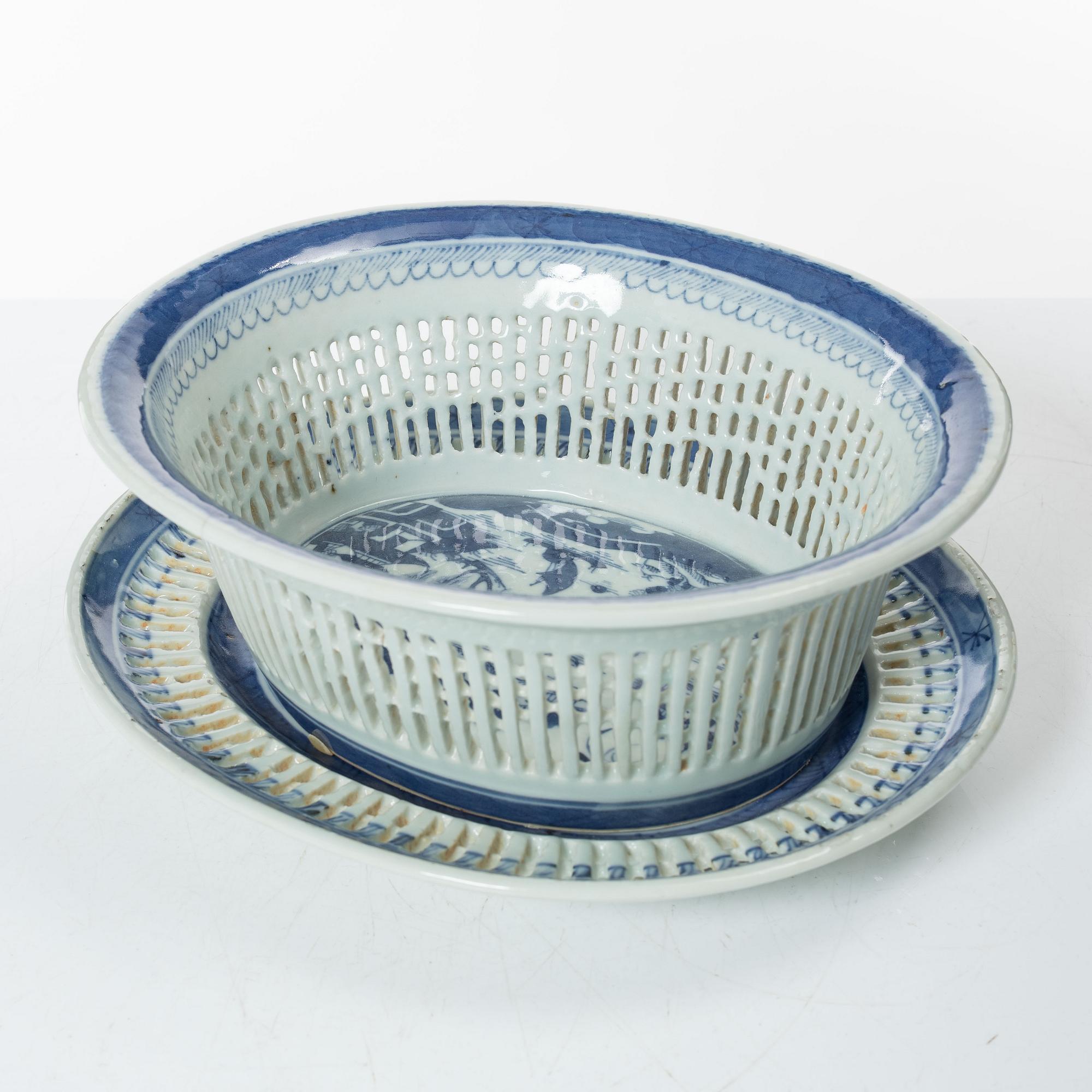 Gallerskål med fat, kompaniporslin, Kina, Qingdynastin, 1800-tal.