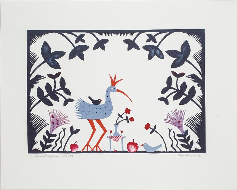 AGNETA FLOCK, färglitografi, signerad, numrerad 177/190.