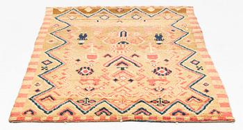A south western Finish knotted pile bed cover, dated 1800. ca 189 x 123 cm.