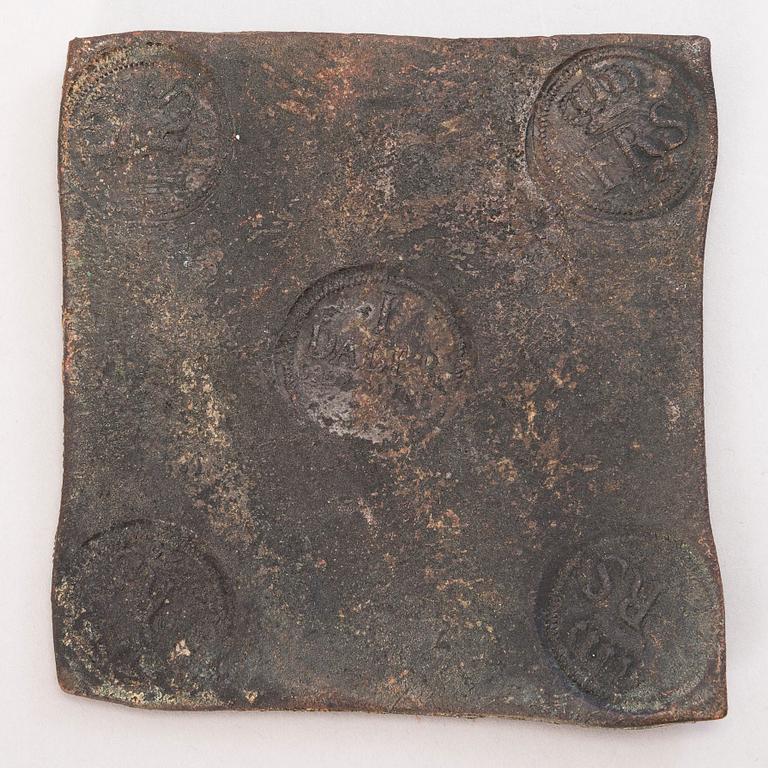 A Swedish copper plate, 1 Daler silvermynt, Fredrik I 1726.
