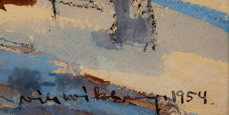 NILS WIKBERG, vesiväri, signeerattu ja päivätty 1954.